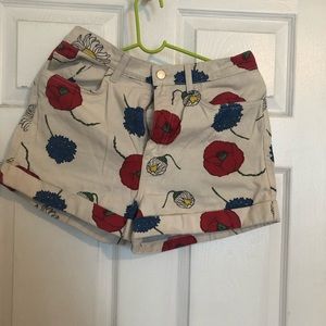 Floral print American apparel high waisted shorts